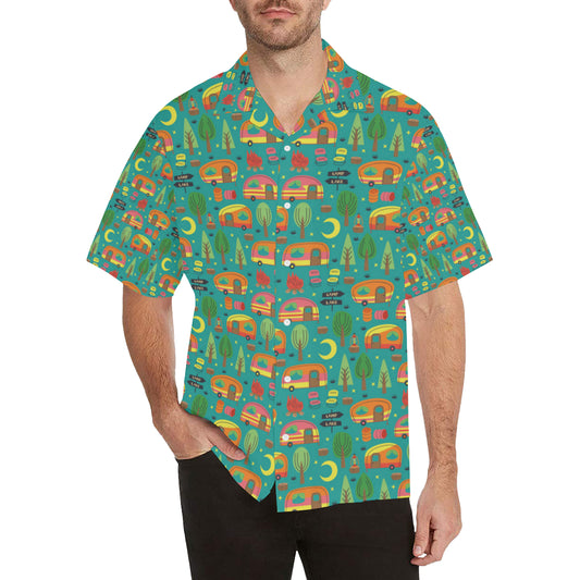 Camping Camper Pattern Print Design 05 Men's Hawaiian Shirt