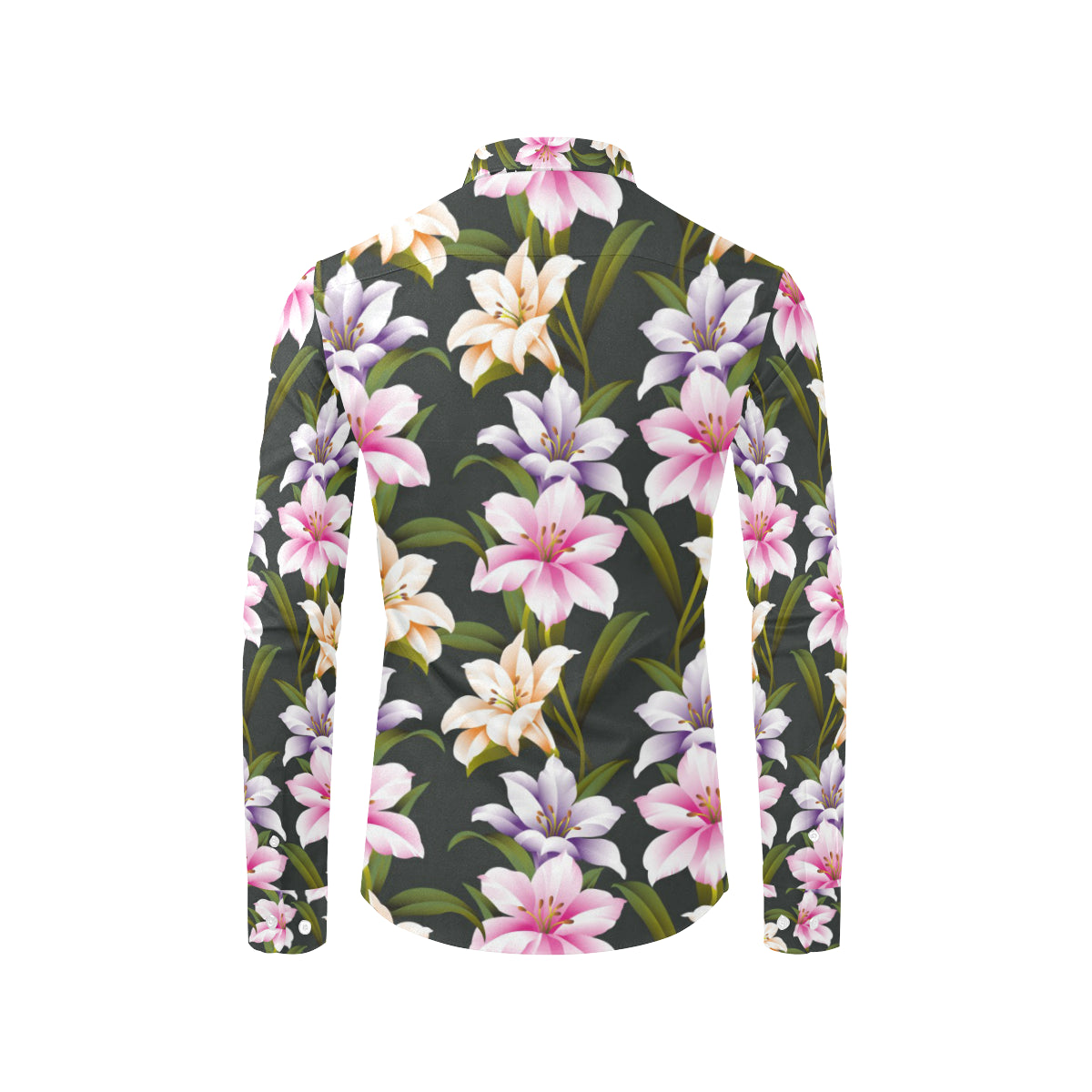 Lily Pattern Print Design LY01 Men's Long Sleeve Shirt