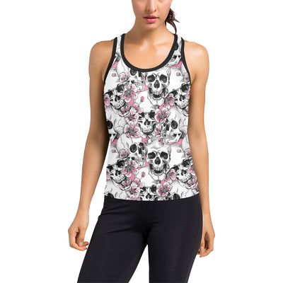 Cherry Blossom Pattern Print Design CB03 Women's Racerback Tank Top