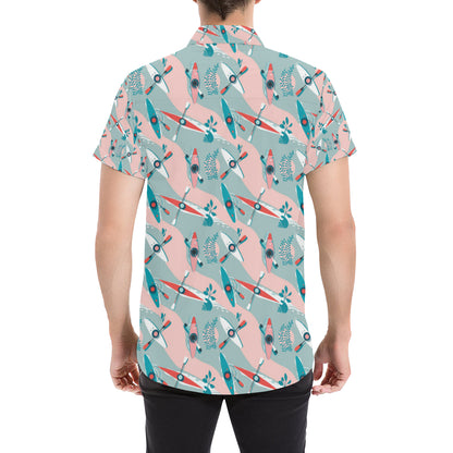 Kayak Pattern Print Design 05 Men's Short Sleeve Button Up Shirt