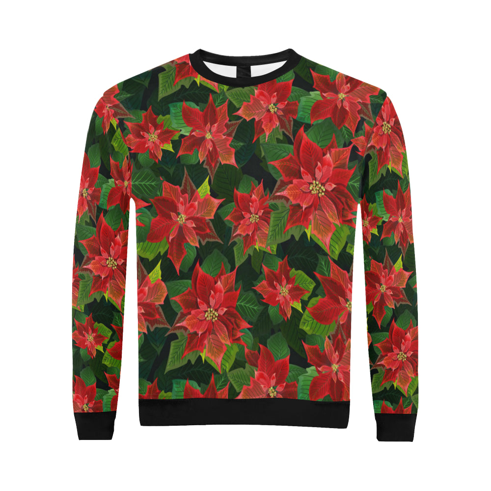 Poinsettia Pattern Print Design POT04 Men Long Sleeve Sweatshirt