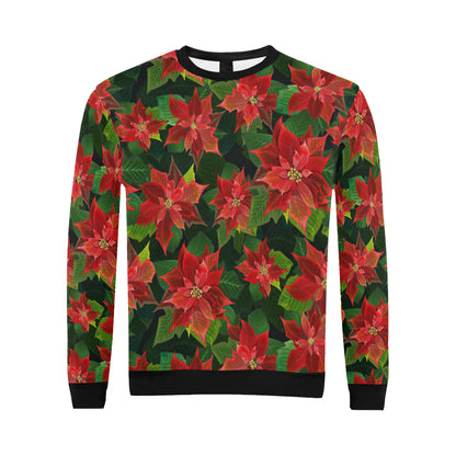 Poinsettia Pattern Print Design POT04 Men Long Sleeve Sweatshirt