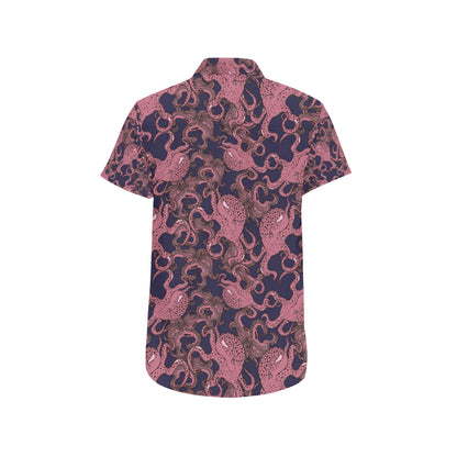 Octopus Pattern Print Design A03 Men's Short Sleeve Button Up Shirt