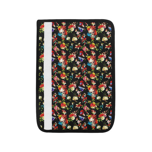 Skull Roses Flower Design Themed Print Car Seat Belt Cover