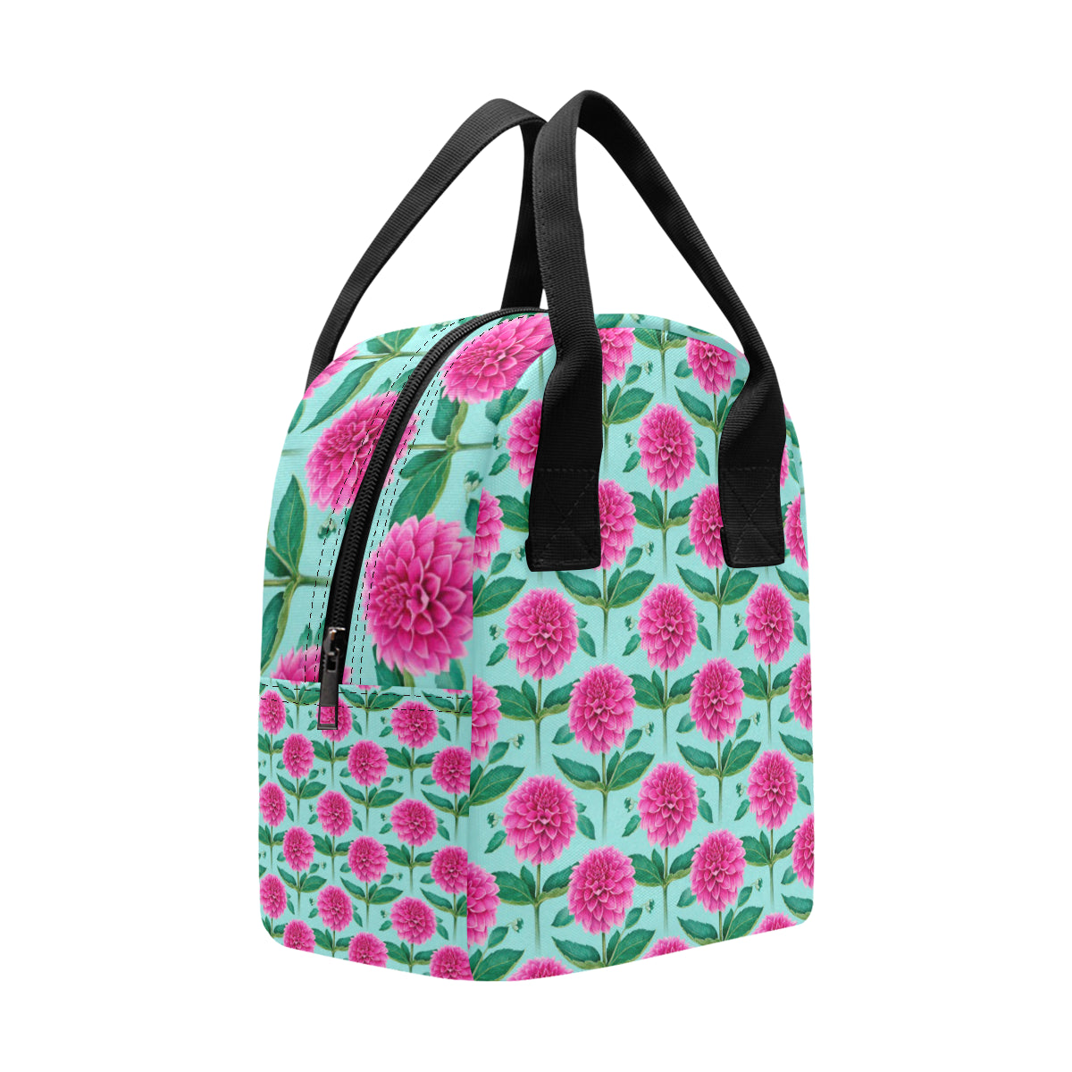 Dahlia Pattern Print Design DH08 Insulated Lunch Bag