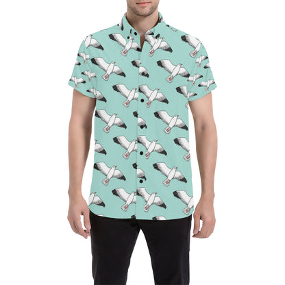 Pigeon Pattern Print Design 02 Men's Short Sleeve Button Up Shirt