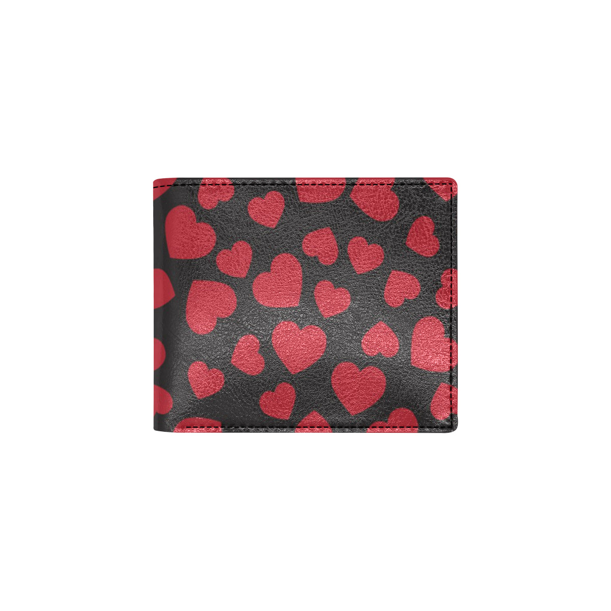 Heart Red Pattern Print Design HE01 Men's ID Card Wallet
