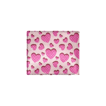 Heart Pink Pattern Print Design HE06 Men's ID Card Wallet