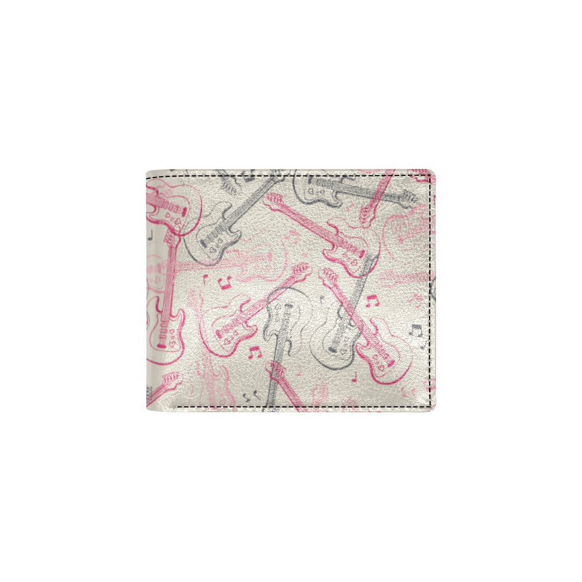 Bass Guitar Pattern Print Design 02 Men's ID Card Wallet