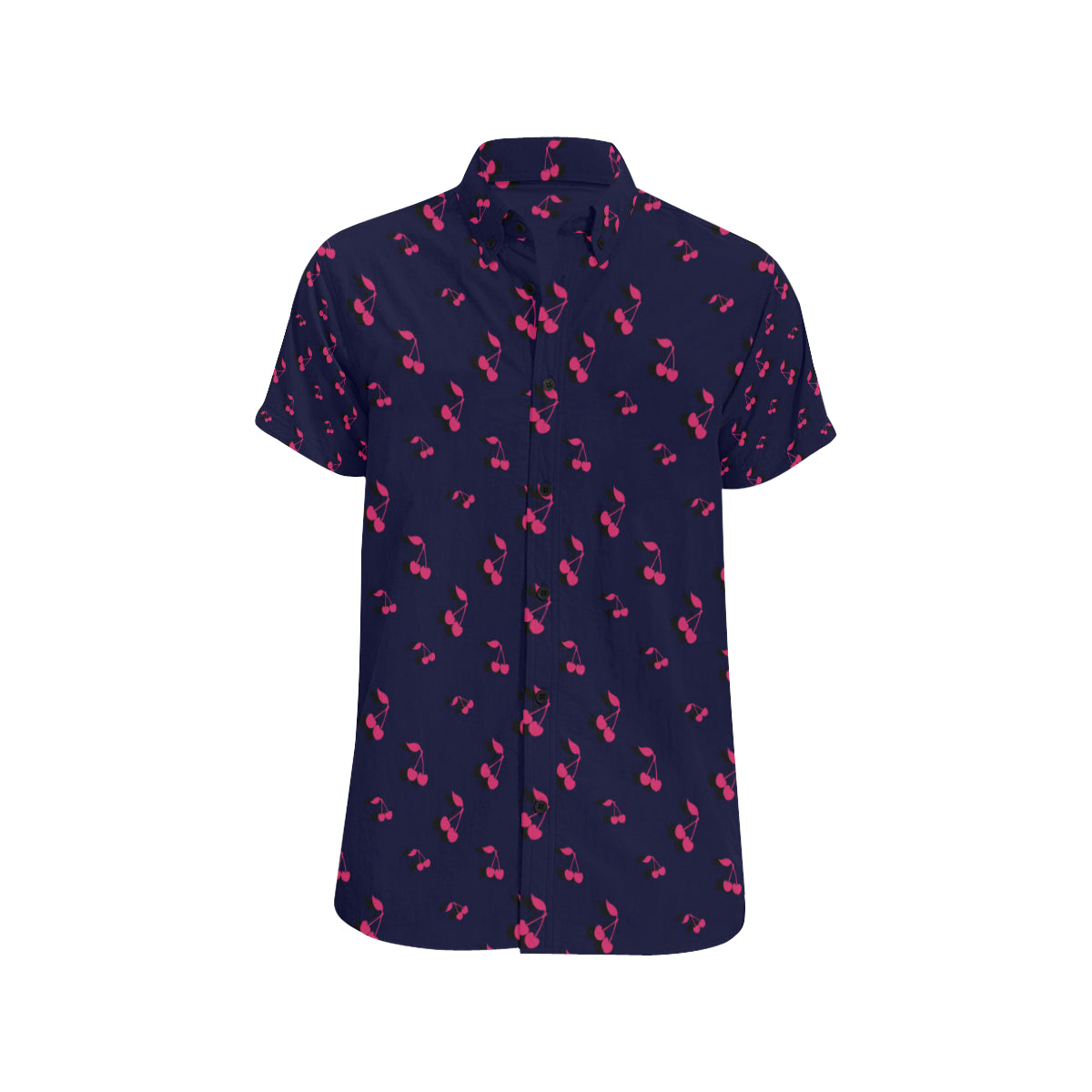 Cherry Pattern Print Design 02 Men's Short Sleeve Button Up Shirt