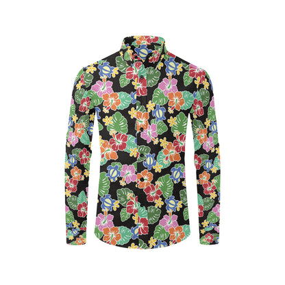 Hawaiian Themed Pattern Print Design H010 Men's Long Sleeve Shirt