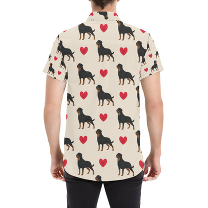 Rottweiler Pattern Print Design A02 Men's Short Sleeve Button Up Shirt