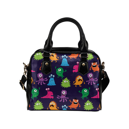 Monster Cartoon Pattern Print Design 02 Shoulder Handbag