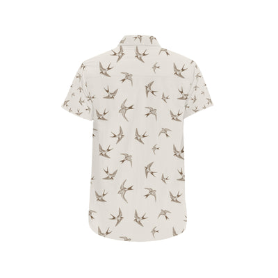 Swallow Bird Pattern Print Design 01 Men's Short Sleeve Button Up Shirt