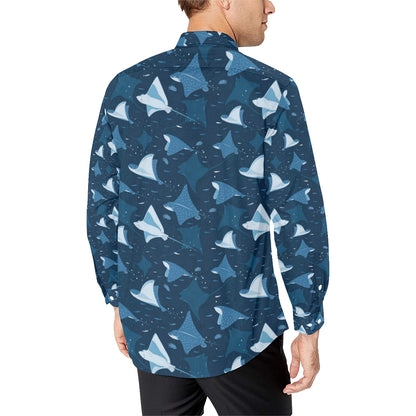 Manta Ray Pattern Print Design 02 Men's Long Sleeve Shirt