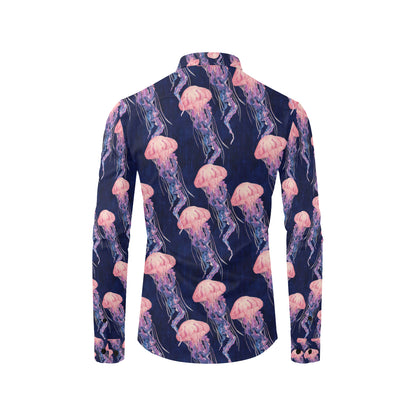 Jellyfish Pattern Print Design 03 Men's Long Sleeve Shirt