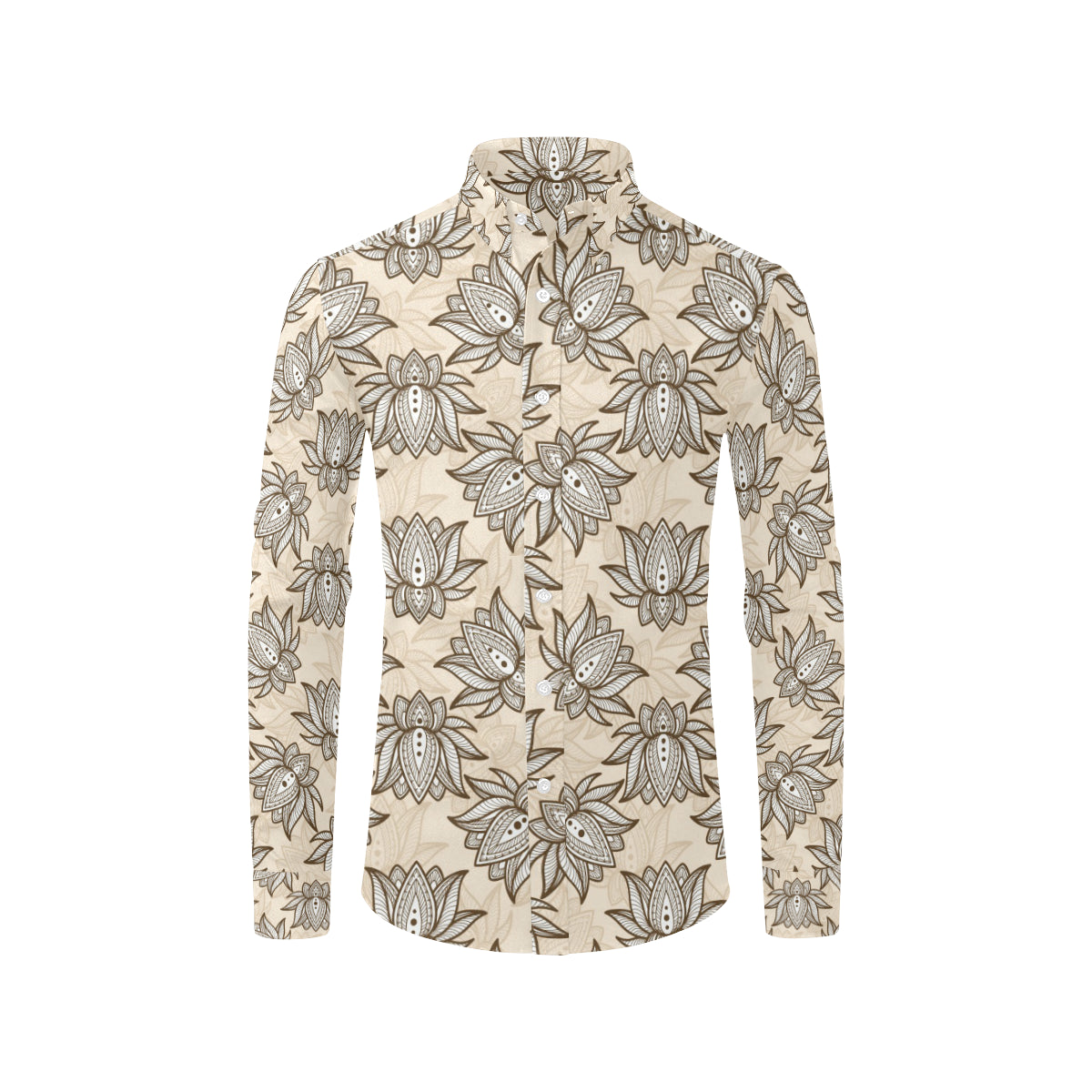 lotus Boho Pattern Print Design LO05 Men's Long Sleeve Shirt