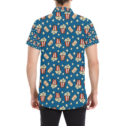 Popcorn Pattern Print Design A03 Men's Short Sleeve Button Up Shirt