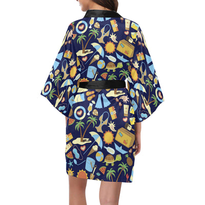 Beach Themed Pattern Print Design 04 Women's Short Kimono