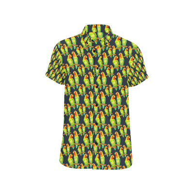 Lovebird Pattern Print Design 01 Men's Short Sleeve Button Up Shirt