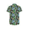 Cactus Watercolor Style Print Men's Short Sleeve Button Up Shirt