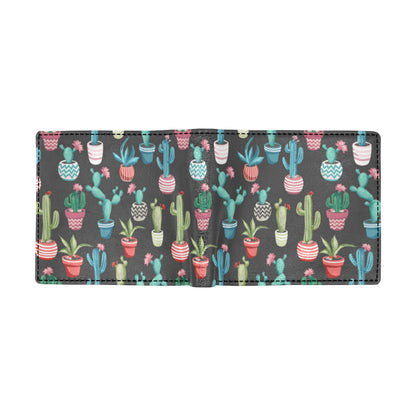 Cactus Pattern Print Design 02 Men's ID Card Wallet