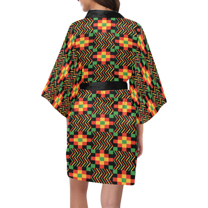 Kente Pattern Print Design 01 Women's Short Kimono