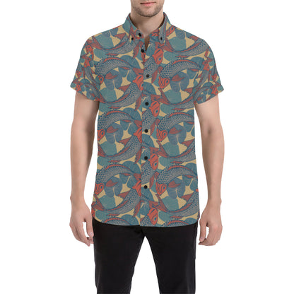 Pisces Pattern Print Design A01 Men's Short Sleeve Button Up Shirt