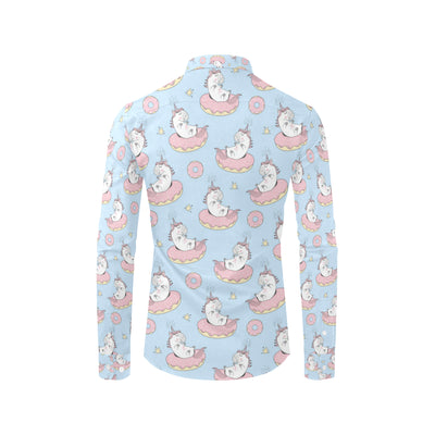 Donut Unicorn Pattern Print Design DN014 Men's Long Sleeve Shirt