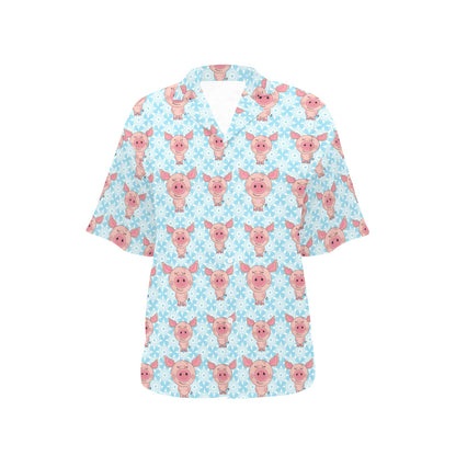 Pig Print Design LKS402 Women's Hawaiian Shirt