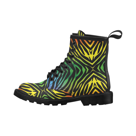 Rainbow Zebra Themed Print Women's Boots