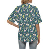 Llama with Cactus Design Print Women's Hawaiian Shirt