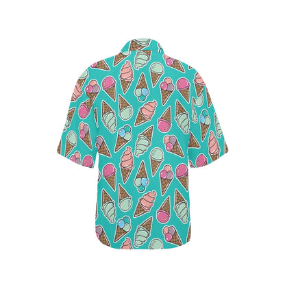 Ice Cream Pattern Print Design IC01 Women's Hawaiian Shirt