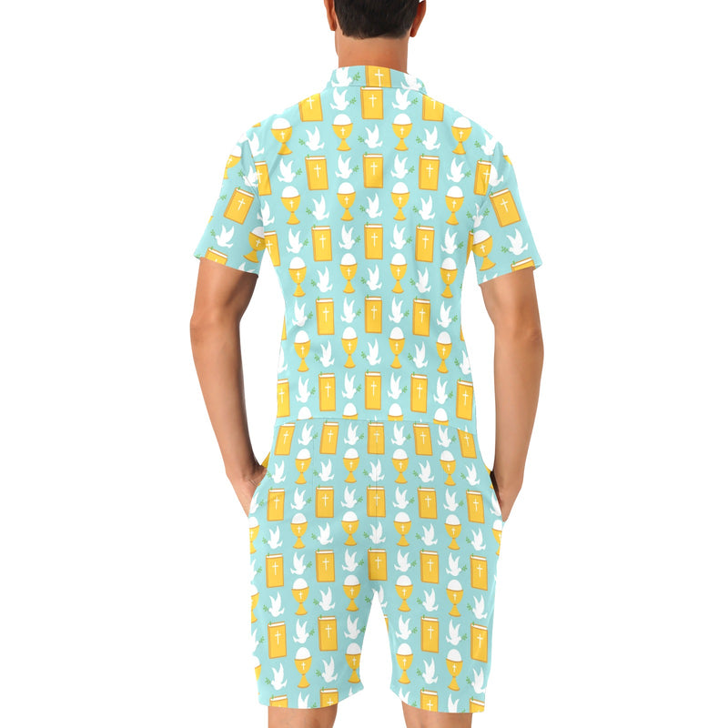 Christian Pattern Print Design 02 Men's Romper