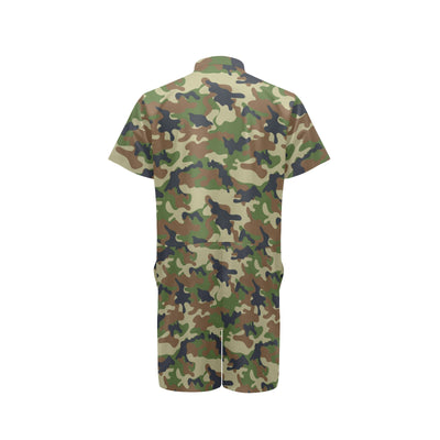 Army Camouflage Pattern Print Design 01 Men's Romper