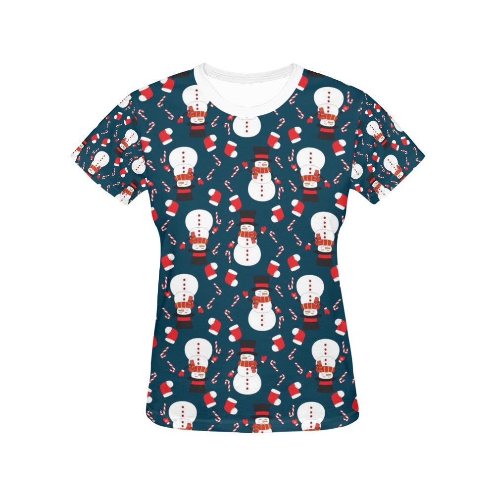 Snowman Print Design LKS301 Women's  T-shirt