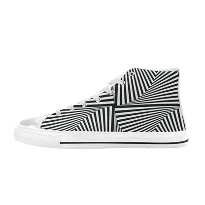 Vortex Print Design LKS302 High Top Women's White Shoes