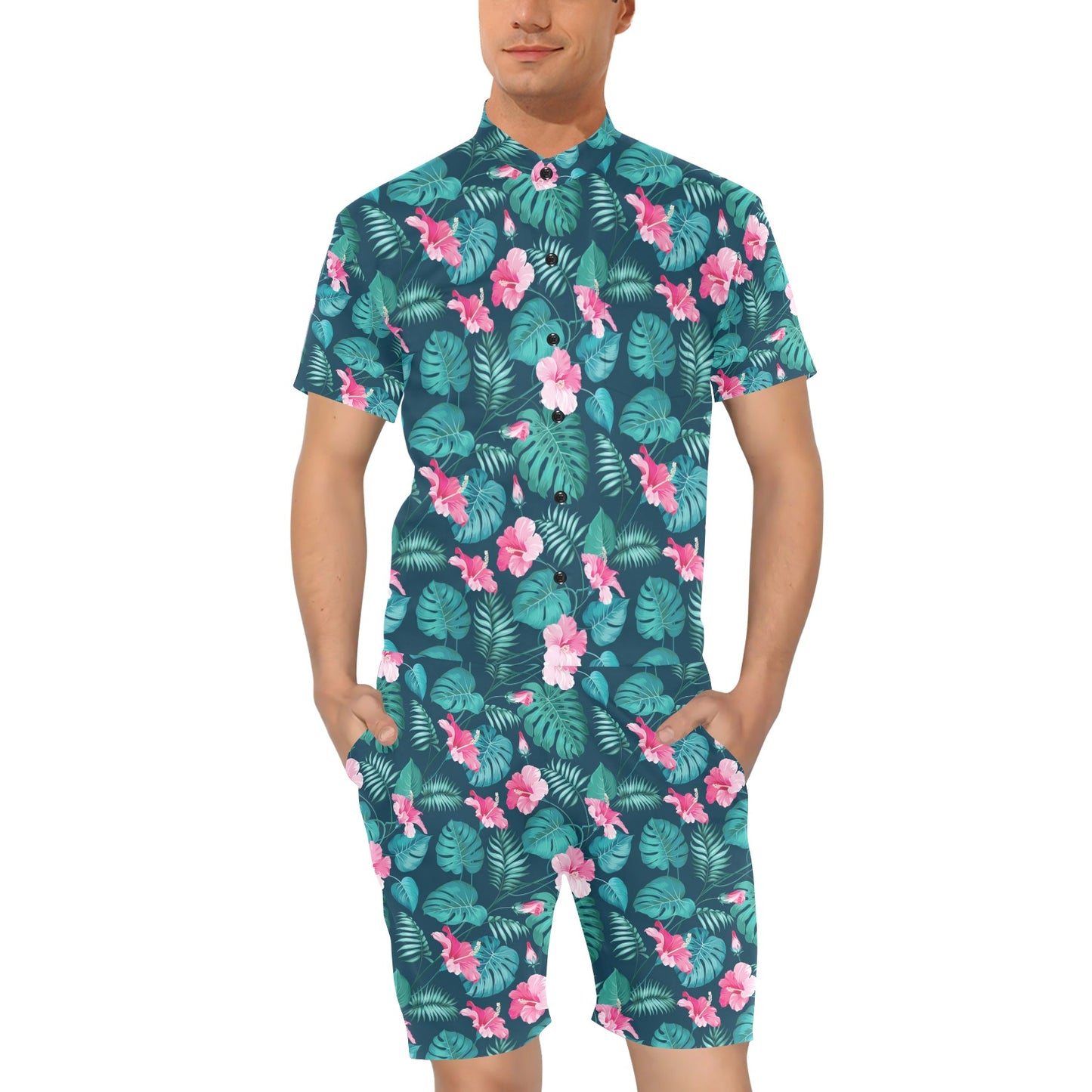 Summer Floral Print Design LKS301 Men's Romper