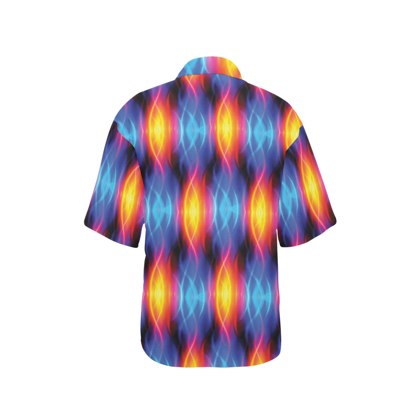 Flame Fire Blue Design Print Women's Hawaiian Shirt