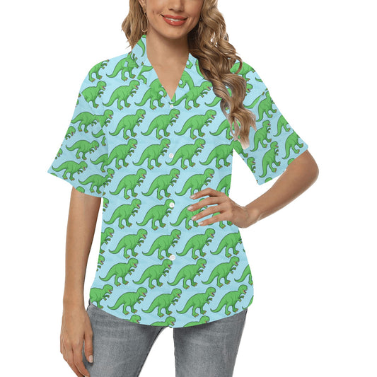 T Rex Pattern Print Design A01 Women's Hawaiian Shirt