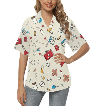 Nurse Pattern Print Design A04 Women's Hawaiian Shirt