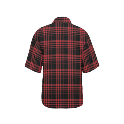 Tartan Red Black Print Design LKS303 Women's Hawaiian Shirt