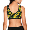 Yellow Hibiscus Pattern Print Design HB08 Sports Bra