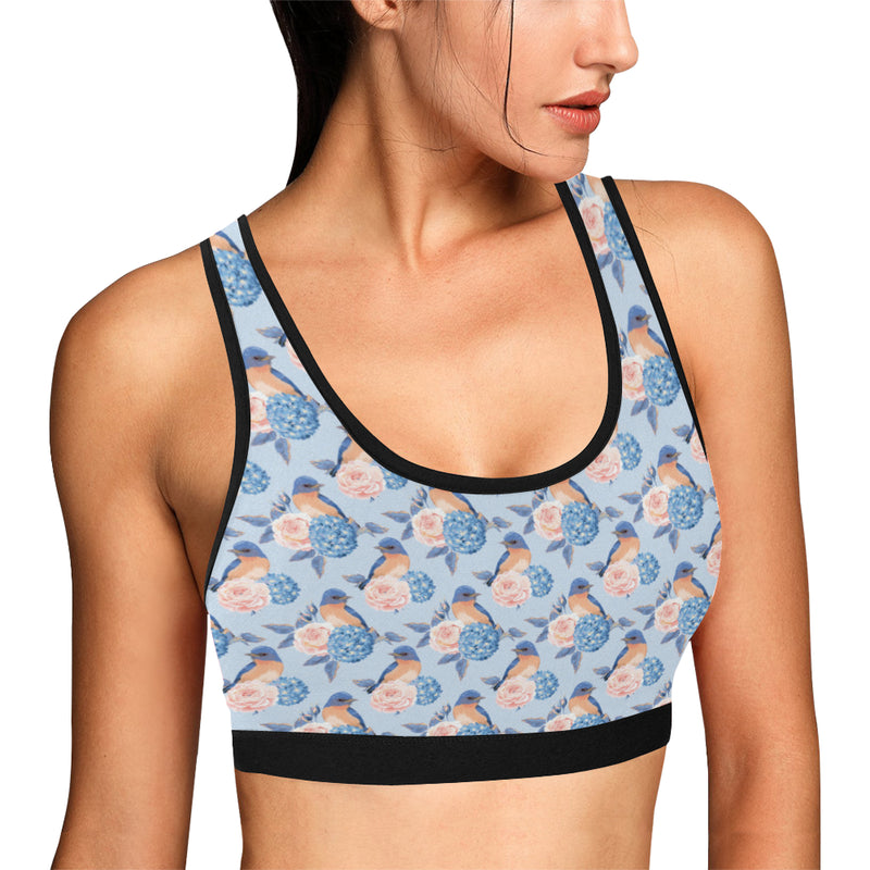 Bluebird Pattern Print Design 01 Sports Bra