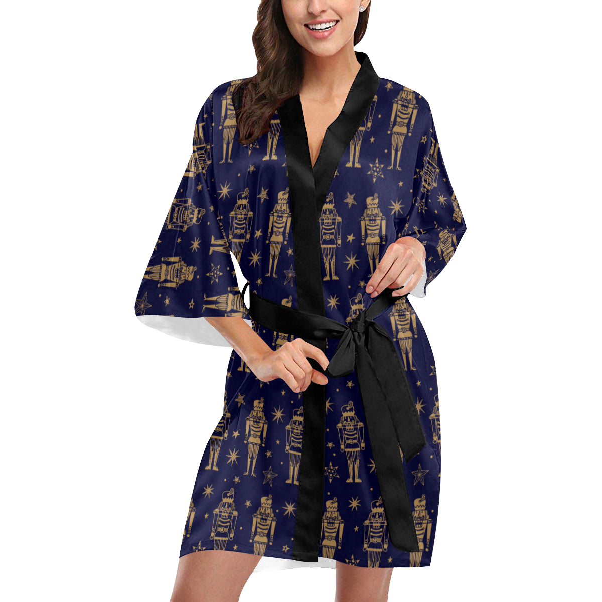 Nutcracker Pattern Print Design A05 Women's Short Kimono