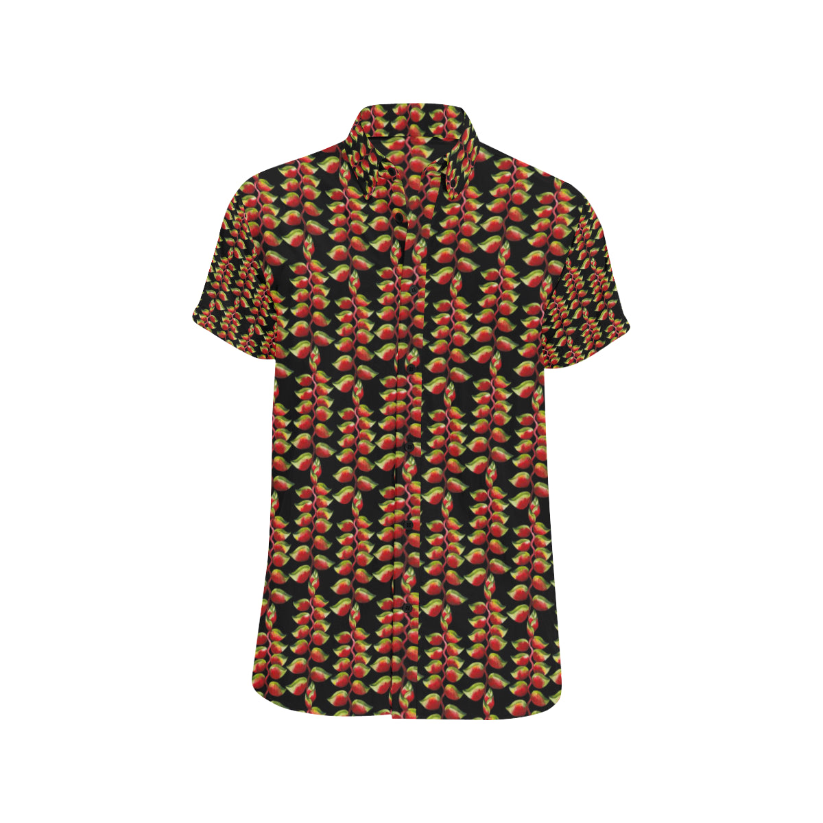 Heliconia Pattern Print Design HL05 Men's Short Sleeve Button Up Shirt