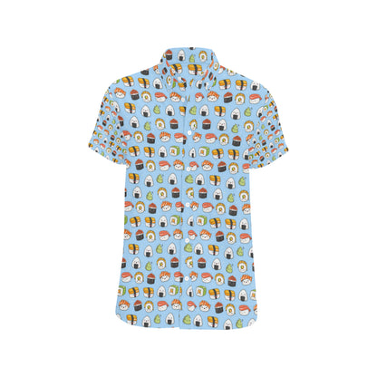 Sushi Cartoon Design Men's Short Sleeve Button Up Shirt