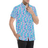 Mermaid Scales Pastel Pattern Print Design 07 Men's Short Sleeve Button Up Shirt