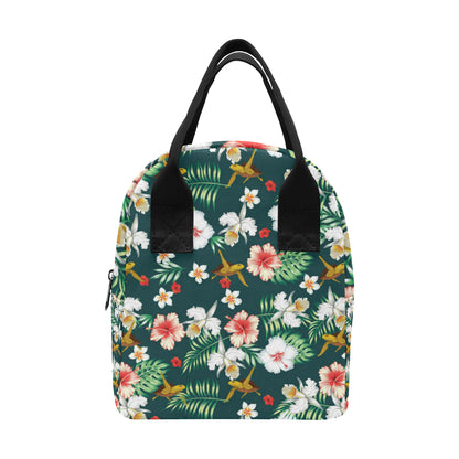 Hawaiian Flower Design with SeaTurtle Print Insulated Lunch Bag