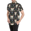 Buffalo Head Boho Style Pattern Print Design 01 Men's Short Sleeve Button Up Shirt